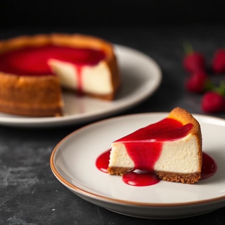 Cheesecake maison et coulis de fruits rouges